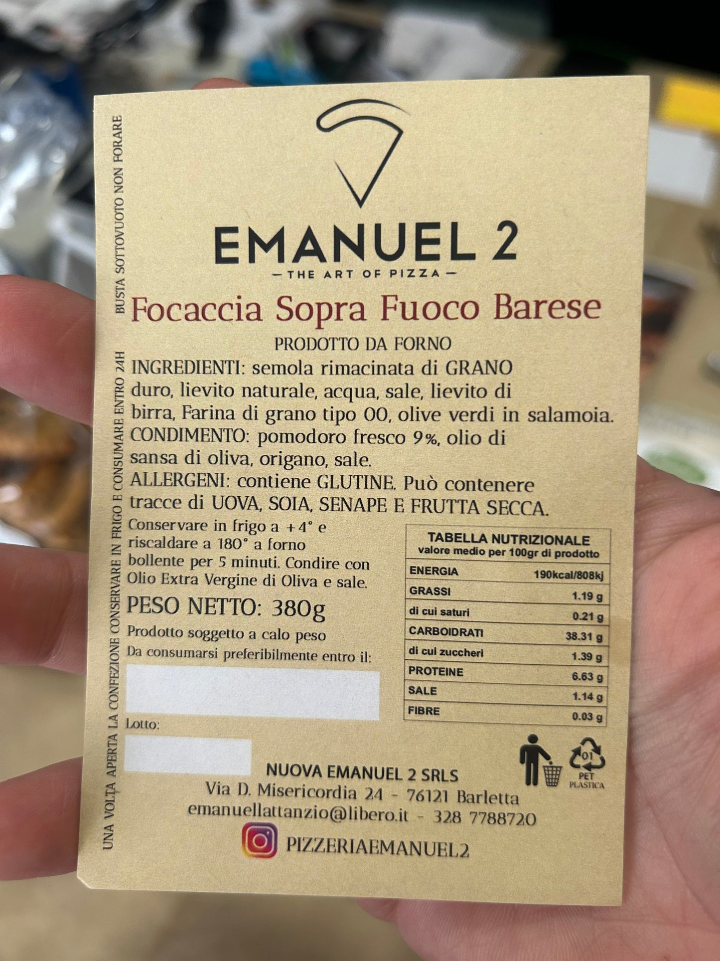 Focaccia Sopra Fuoco Barese 380g – Emanuel 2